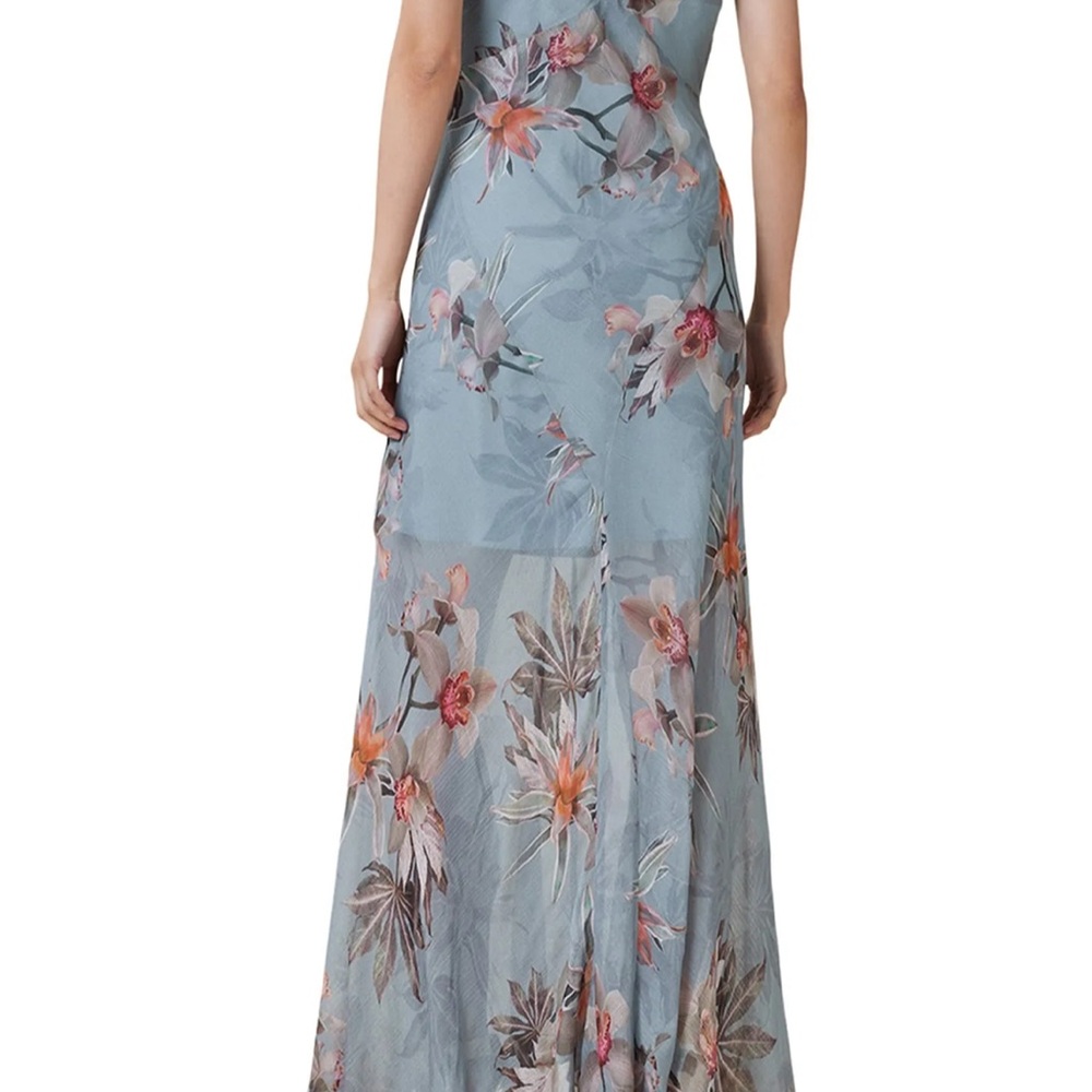 All Saints Dusty Blue Floral Cowl Maxi Dress - Picture 7 of 9